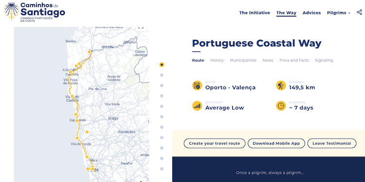 pantallazo portuguese coastal way